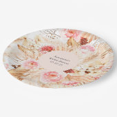 パンパスグラスボホフローラパターン（の模様が）あるブライダルシャワー ペーパープレート (アングル)