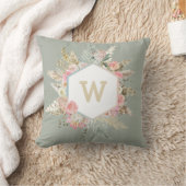 パンパスグラスボホフローラモノグラムフレーム クッション (ブランケット)