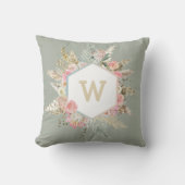 パンパスグラスボホフローラモノグラムフレーム クッション (正面)