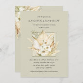 パンパスグラスボホブーケポストウェディングレセプション 招待状 (正面/裏面)