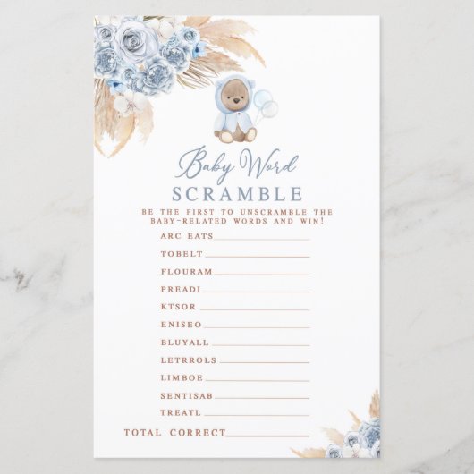 パンパスグラスボホベアベビー単語スクランブルゲーム (正面)