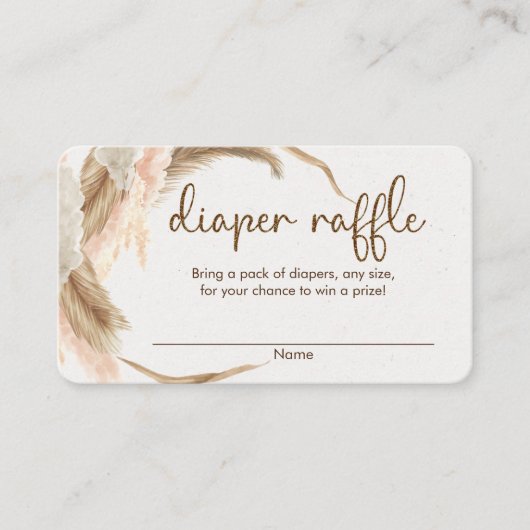 パンパスグラスボホベイビーシャワーおむつラッフルカード エンクロージャーカード (正面)