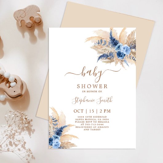 パンパスグラスボホベイビーシャワーボーイ招待状 招待状