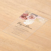 パンパスグラスボホベビーイン開花ガールシャワー アクリル招待状 (レイダウン)