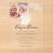 パンパスグラスボホベビーイン開花ガールシャワー アクリル招待状 (正面)