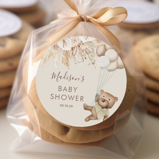 パンパスグラスボホベビーベイビーシャワークラシックラウンドS ラウンドシール