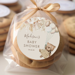 パンパスグラスボホベビーベイビーシャワー ラウンドシール