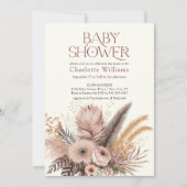 パンパスグラスボホボヘミアンガールベビーシャワー 招待状 (正面)