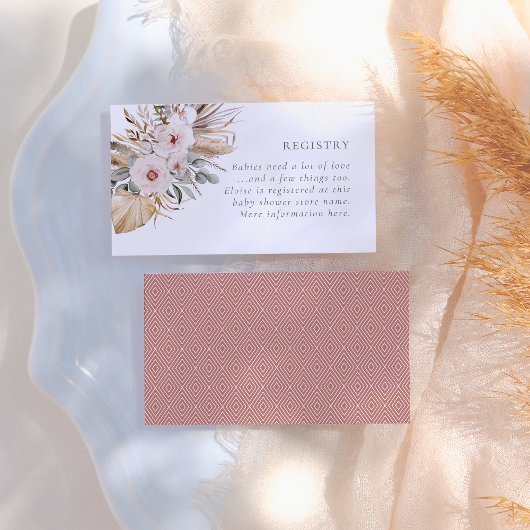 パンパスグラスボホボヘミアンデザートガールベビーシャワー エンクロージャーカード