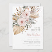 パンパスグラスボホボヘミアンデザートガールベビーシャワー 招待状 (正面)