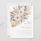 パンパスグラスボホボヘミアンデザートガールベビーシャワー 招待状 (正面)