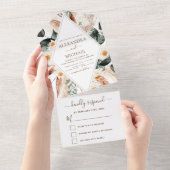 パンパスグラスボホボヘミアンユーカリ結婚ス オールインワン招待状 (貼ってはがせる)