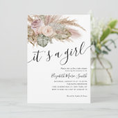 パンパスグラスボホボヘミアン女の子ベビーシャワー 招待状 (スタンド正面)