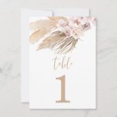 パンパスグラスボホボヘミアン砂漠のテーブル番号 招待状 (正面)