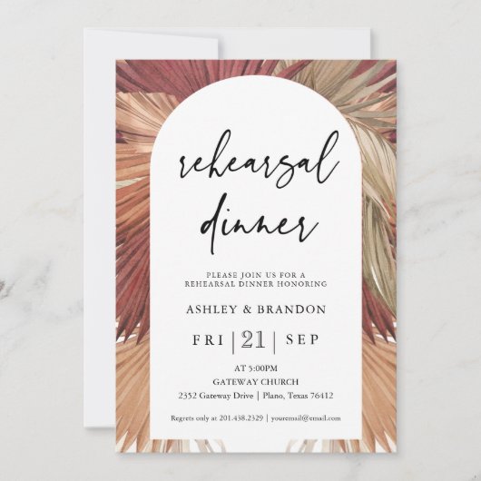 パンパスグラスボホリハーサル自然ディナー 招待状 (正面)