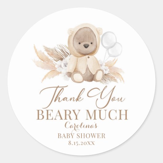 パンパスグラスボホーありがとう多くのステッカー ラウンドシール (正面)