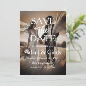 パンパスグラスボホ日付を保存 招待状 (スタンド正面)