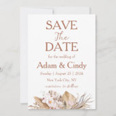 パンパスグラスボホ日付を保存 招待状 (正面)