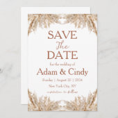 パンパスグラスボホ日付を保存 招待状 (正面/裏面)