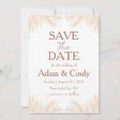 パンパスグラスボホ日付を保存 招待状 (正面)