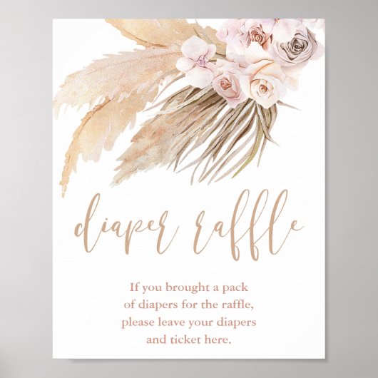 パンパスグラスボホ砂漠テーマおむつラッフルサイン ポスター (正面)