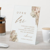 パンパスグラスボホ結婚のオープンバーサイン 台座サイン (インサイチュ)