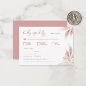 パンパスグラスボホ赤面ピンクエレガントウェディングRSVP ノートカード (正面/裏面インサイチュ)
