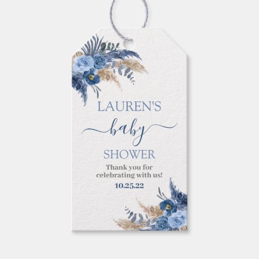 パンパスグラスボーイ赤ちゃんシャワーギフトラベル ギフトタグ (正面)