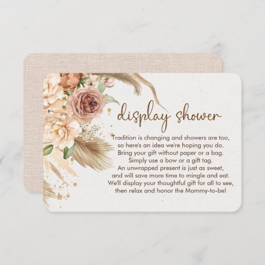 パンパスグラスボーホディスプレイシャワーインサート エンクロージャーカード (正面/裏面)