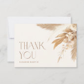 パンパスグラスボーホニュートラルブライダルシャワー サンキューカード (正面)