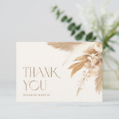 パンパスグラスボーホニュートラルブライダルシャワー サンキューカード (スタンド正面)