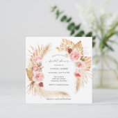 パンパスグラスボーホピンクフローラブライダルシャワー 招待状 (スタンド正面)