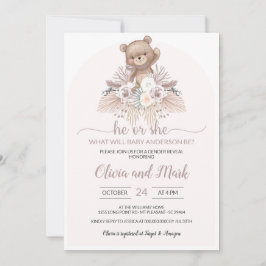 パンパスグラスボーホベアー彼または彼女の性別が明かす 招待状