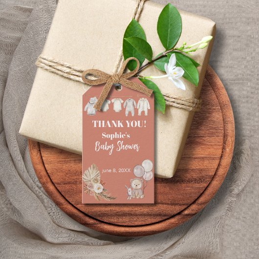 パンパスグラスボーホベイビーシャワーを待つことができる ギフトタグ