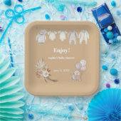 パンパスグラスボーホベイビーシャワーを待つことができる ペーパープレート (パーティー)