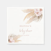 パンパスグラスボーホベイビーシャワー スタンダードカクテルナプキン (正面)