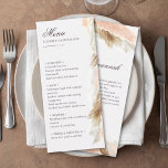 パンパスグラスボー結婚ホのメニュー感謝していとあなたのメッセージ メニュー<br><div class="desc">「Boho ARch & Pampas Grass結婚」コレクションとコーディネートするため結婚に作られたカスタマイズ可能なメニューは、お客様のニーズに合わせスタイリッシュて、結婚披露宴にも最適でエレガントす。柔らかいアーストーンで素朴な魅力と繊細なエレガンスのバランスのとれたミックスを採用したこのメニューは、新郎新婦の名前や日付結婚、上品なダークブラウンセリフのフォントのメニューのオプションを含むように簡単にカスタマイズ可能。メニューの背面は、ゲストの存在と愛のためにあなたの個人のメッセージと共にカスタマイズ可能であ感謝している。</div>