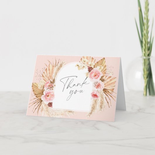 パンパスグラスボ結婚ホーフローラアーモダンチ感謝していク サンキューカード (正面)