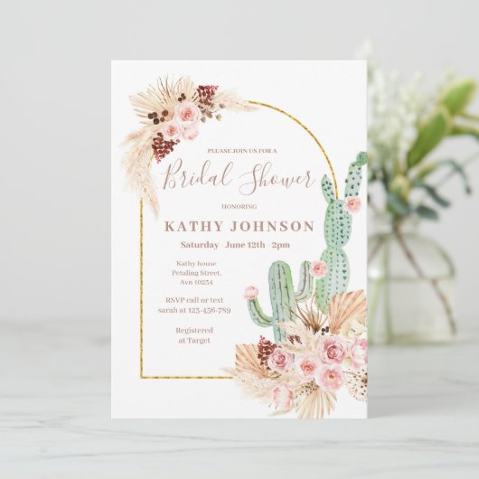 パンパスグラスメキシカンフィエスタブライダルシャワー 招待状 (スタンド正面)