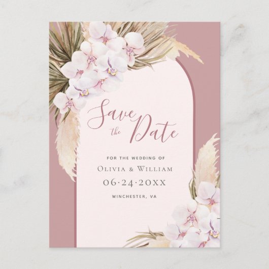 パンパスグラスモダンフローラトロピカルダスティーバラ 案内ポストカード (正面)