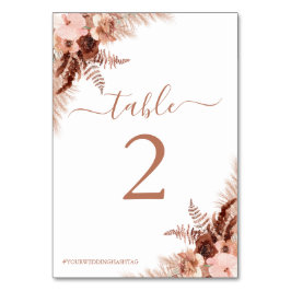 パンパスグラスモダンボヘミアンテラコッタ結婚ズ テーブルナンバー