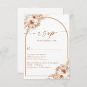 パンパスグラスモダンボホテラコッタ結婚ズ 出欠カード (正面/裏面)