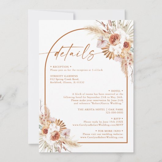 パンパスグラスモダンボホテラコッタ詳細 招待状 (正面)