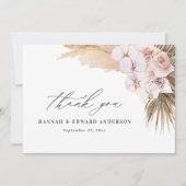 パンパスグラスモダン植物性ボヘミアン結婚ズタ サンキューカード (正面)