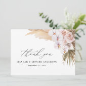 パンパスグラスモダン植物性ボヘミアン結婚ズタ サンキューカード (スタンド正面)