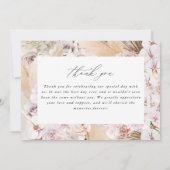 パンパスグラスモダン植物性ボヘミアン結婚ズタ サンキューカード (裏面)