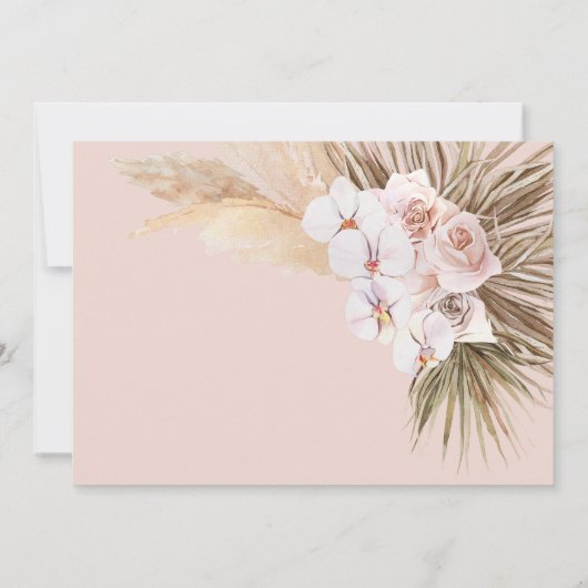 パンパスグラスモダン植物性ボヘミアン結婚ズタ 招待状 (裏面)