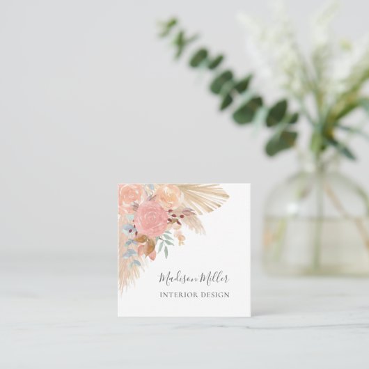 パンパスグラスユーカリプスインテリアデザイン スクエア名刺 (スタンド正面)