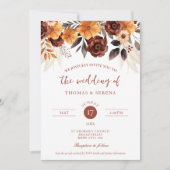 パンパスグラスラスト秋QRコードオールインワン結婚ズ 招待状 (正面)