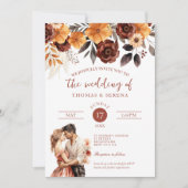 パンパスグラスラスト秋QRコードオールインワン結婚ズ 招待状 (正面)